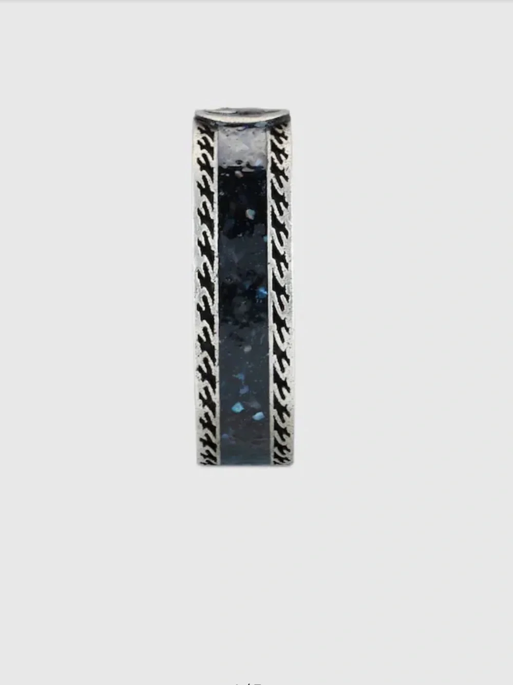 NWT GUCCI INTERLOCKING G RING STERLING SILVER BLACK ENAMEL DESIGNER SIZE: 19